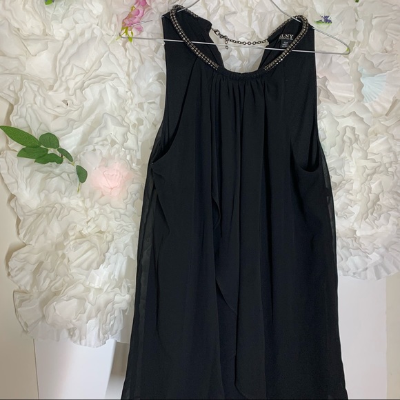 Embellished Neck Chiffon Ruffle Dress - Picture 9 of 12